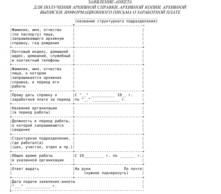 Анкета заявителя. Заявление на получение архивной справки. Запрос в архив о заработной плате. Обращение в анкете.